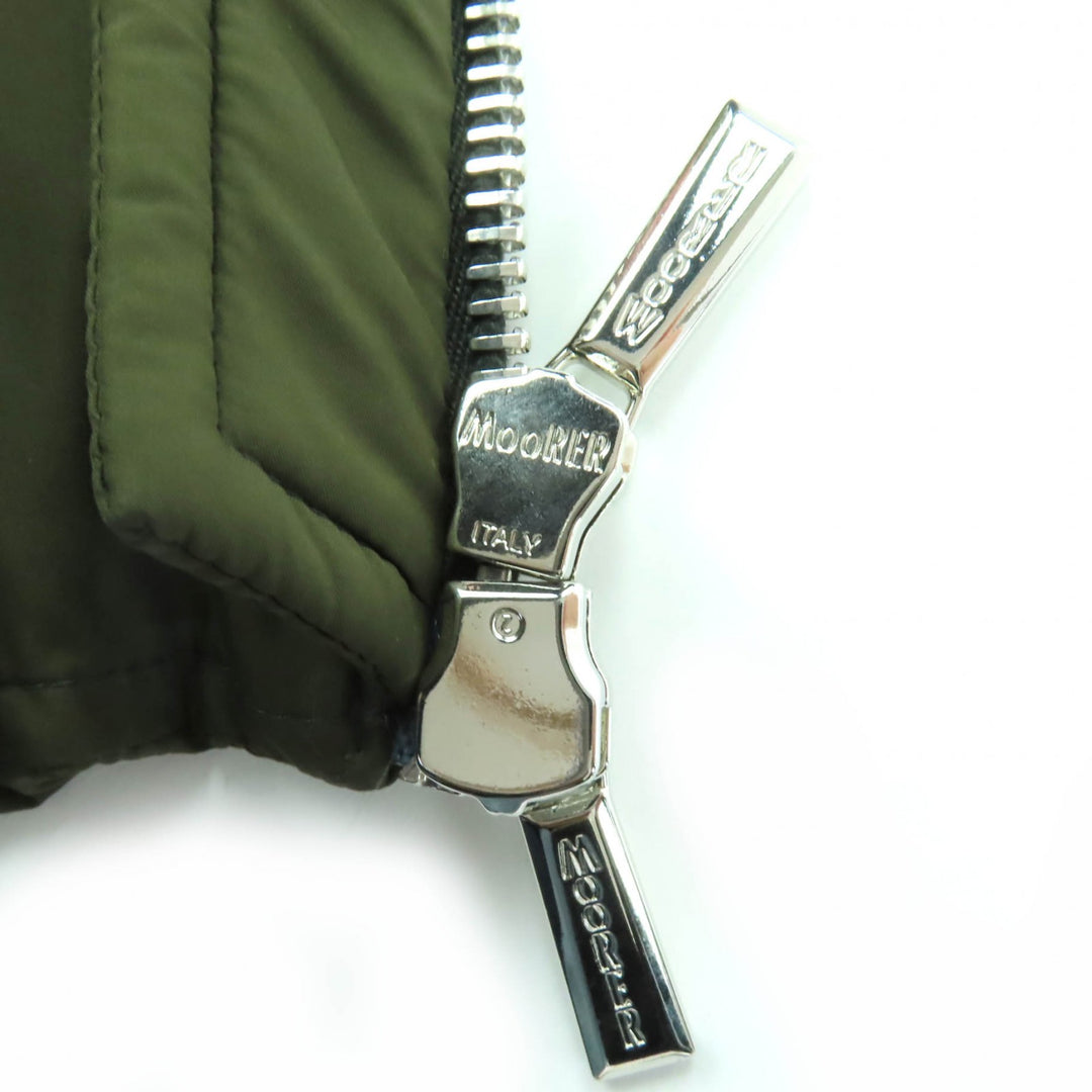 美品☆MOORER ムーレー FUENTE-PX フード付 ZIP UP ダウンベスト カーキ 40 イタリア製 正規品 レディース