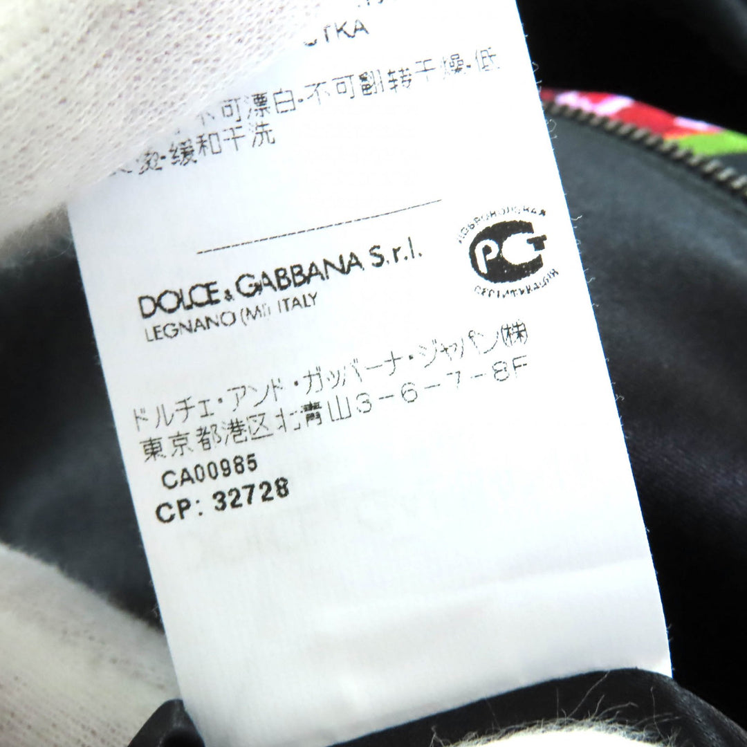 極美品△DOLCE&amp;GABBANA ドルチェ＆ガッバーナ 黒タグ ローズプリント 七分袖 ドレス ワンピース ミニ丈 ブラック ピンク 38 伊製 正規品