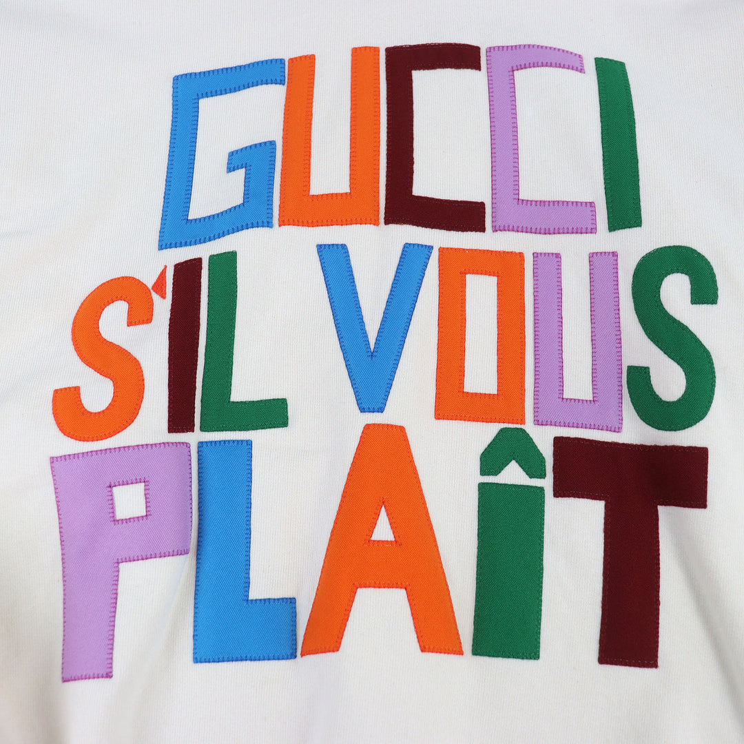 美品□GUCCI グッチ 721427 パッチ付き フェルトコットン プルオーバー スウェットパーカー フーディー アイボリー XS 正規品 メンズ