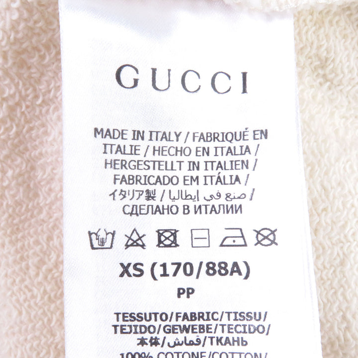 美品□GUCCI グッチ 721427 パッチ付き フェルトコットン プルオーバー スウェットパーカー フーディー アイボリー XS 正規品 メンズ