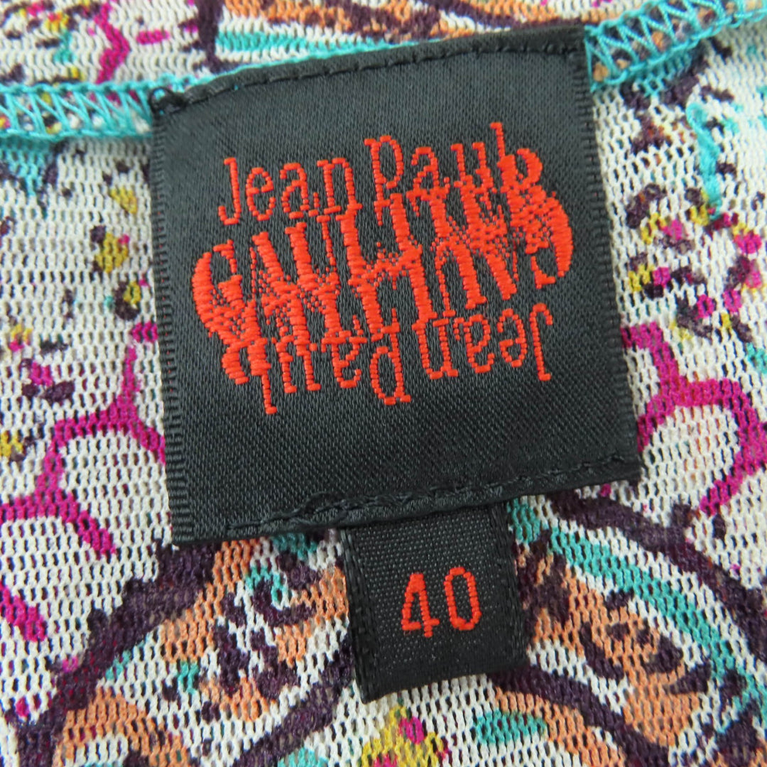 美品☆JEAN-PAUL GAULTIER ジャンポールゴルチエ パワーネット ペイズリー柄 長袖 ワンピース マルチカラー 40 日本製 正規品 レディース