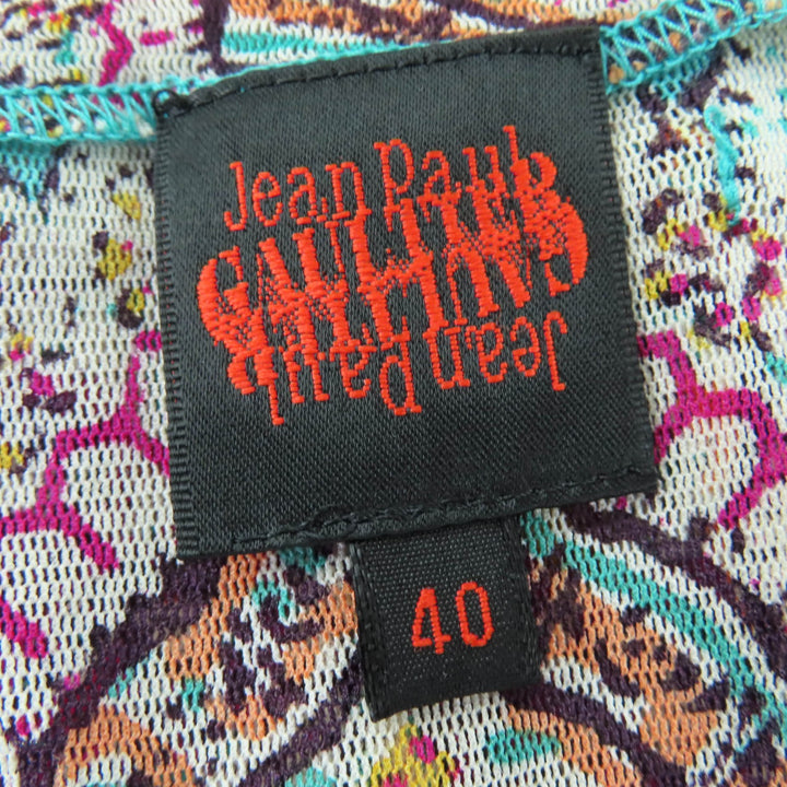 美品☆JEAN-PAUL GAULTIER ジャンポールゴルチエ パワーネット ペイズリー柄 長袖 ワンピース マルチカラー 40 日本製 正規品 レディース