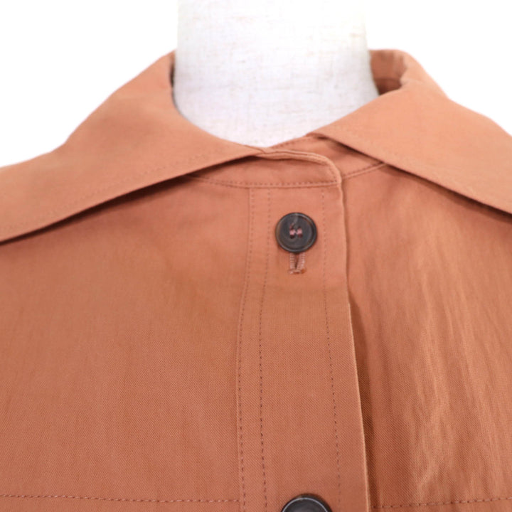 極美品☆JIL SANDER NAVY ジルサンダーネイビー JDK553AJK03281 コットン クロップド ジャケット ライトブラウン 34 正規品 レディース