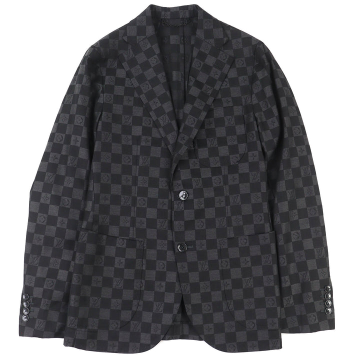 極美品△LOUIS VUITTON ルイヴィトン 23SS ウール100％ ダミエ ナポリターナジャケット シングル テーラードジャケット 44 伊製 正規品