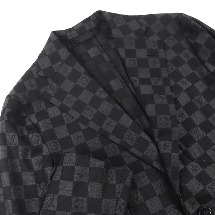 極美品△LOUIS VUITTON ルイヴィトン 23SS ウール100％ ダミエ ナポリターナジャケット シングル テーラードジャケット 44 伊製 正規品