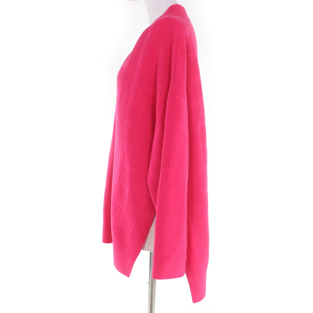 極美品☆HERMES エルメス 22AW 2H2623DA ウール100％ Hジャガード スキッパー 長袖 ニット ピンク 42 イタリア製 正規品 レディース