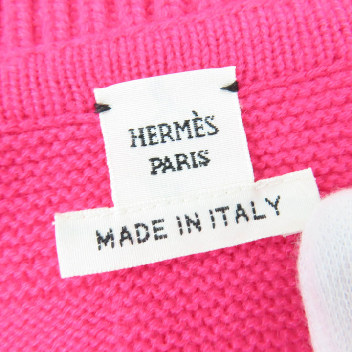 極美品☆HERMES エルメス 22AW 2H2623DA ウール100％ Hジャガード スキッパー 長袖 ニット ピンク 42 イタリア製 正規品 レディース