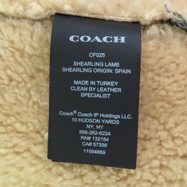 極美品◇COACH コーチ CF025 シープスキン ショールシアリング ムートンコート ベージュ ゴールド金具 M ガーメント付 正規品 レディース