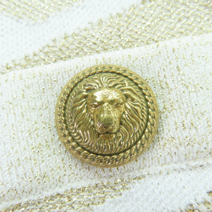 極美品☆BALMAIN バルマン KL020KD48/LB005KD48 ゼブラ柄 ニット トップス・ミニスカート セットアップ ゴールド 36・38 伊製 レディース