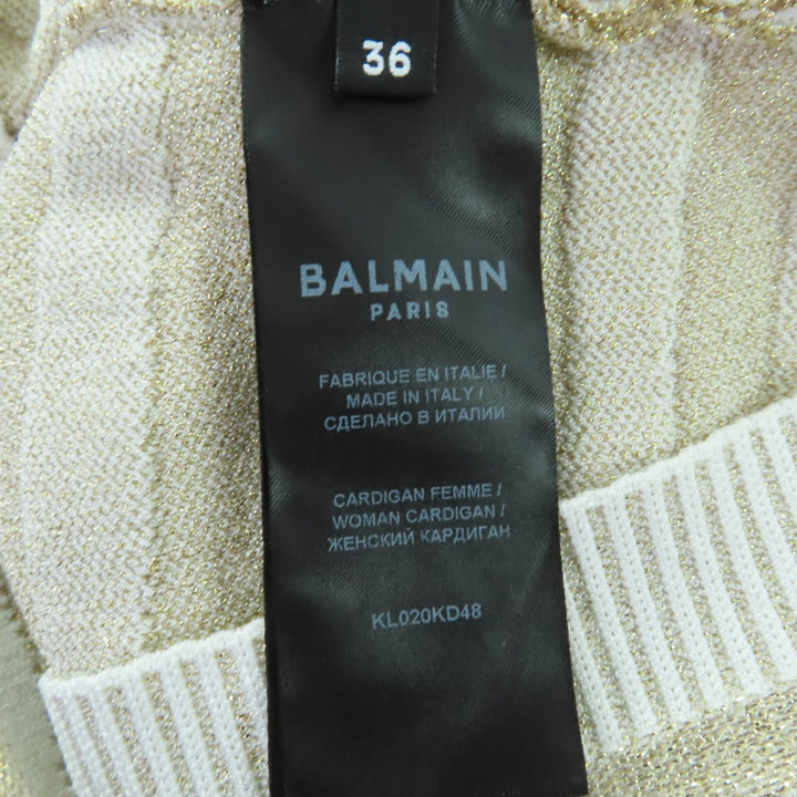極美品☆BALMAIN バルマン KL020KD48/LB005KD48 ゼブラ柄 ニット トップス・ミニスカート セットアップ ゴールド 36・38 伊製 レディース