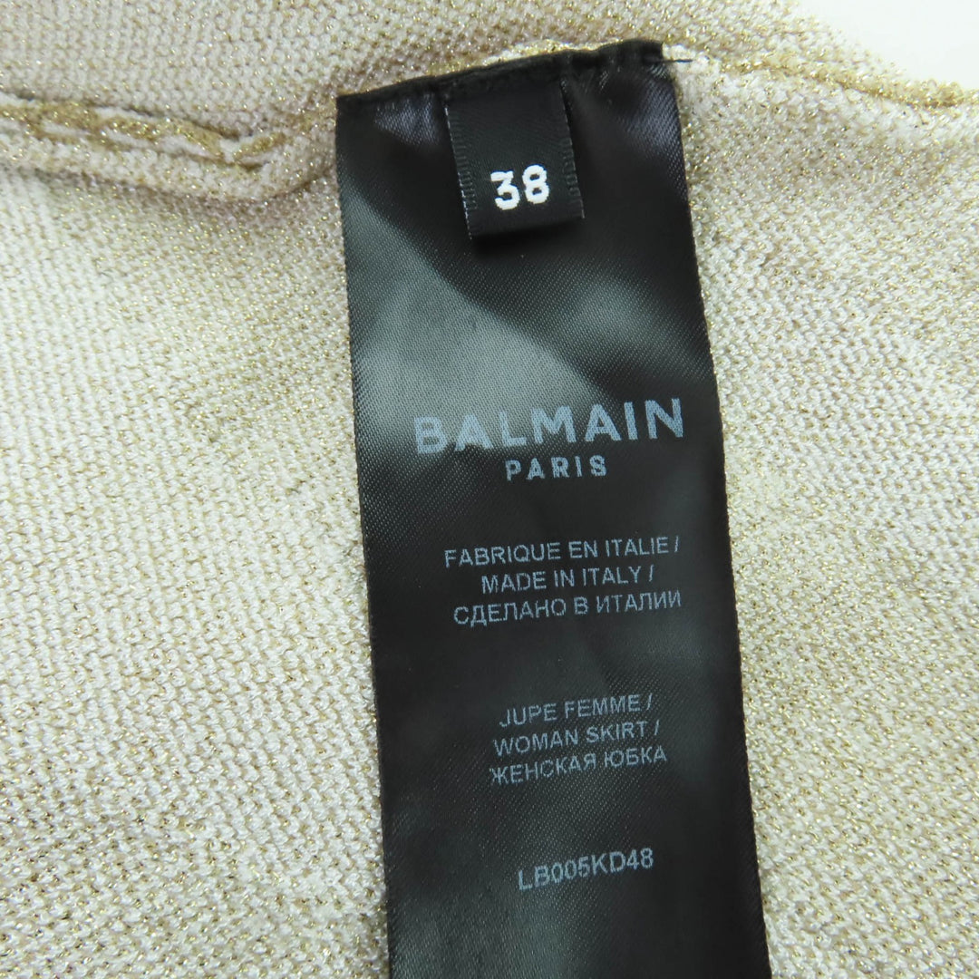 極美品☆BALMAIN バルマン KL020KD48/LB005KD48 ゼブラ柄 ニット トップス・ミニスカート セットアップ ゴールド 36・38 伊製 レディース