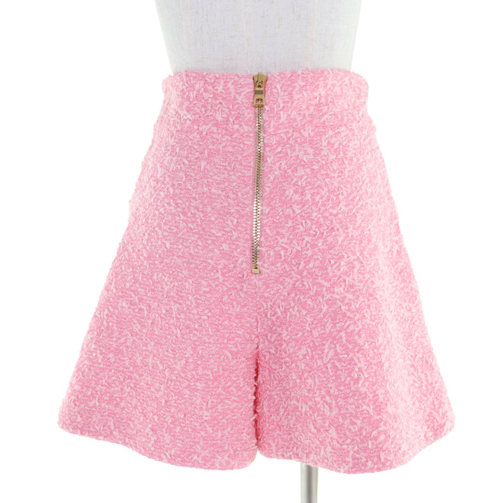 極美品☆BALMAIN バルマン SI150CA00/PA087C320 ラインストーン リボンツイード ジャケット・ショートパンツ セットアップ ピンク 34