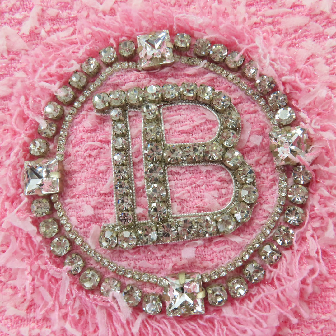 極美品☆BALMAIN バルマン SI150CA00/PA087C320 ラインストーン リボンツイード ジャケット・ショートパンツ セットアップ ピンク 34