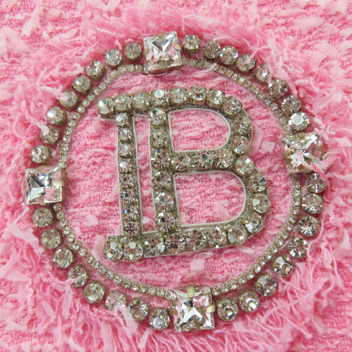 極美品☆BALMAIN バルマン SI150CA00/PA087C320 ラインストーン リボンツイード ジャケット・ショートパンツ セットアップ ピンク 34