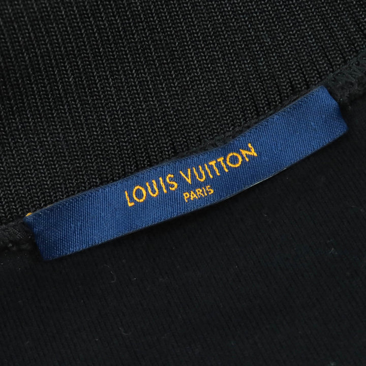 美品△LOUIS VUITTON ルイヴィトン LVフラワーバンド モノグラム サイドライン ジャージ ブルゾン トラックジャケット ブラック M 正規品