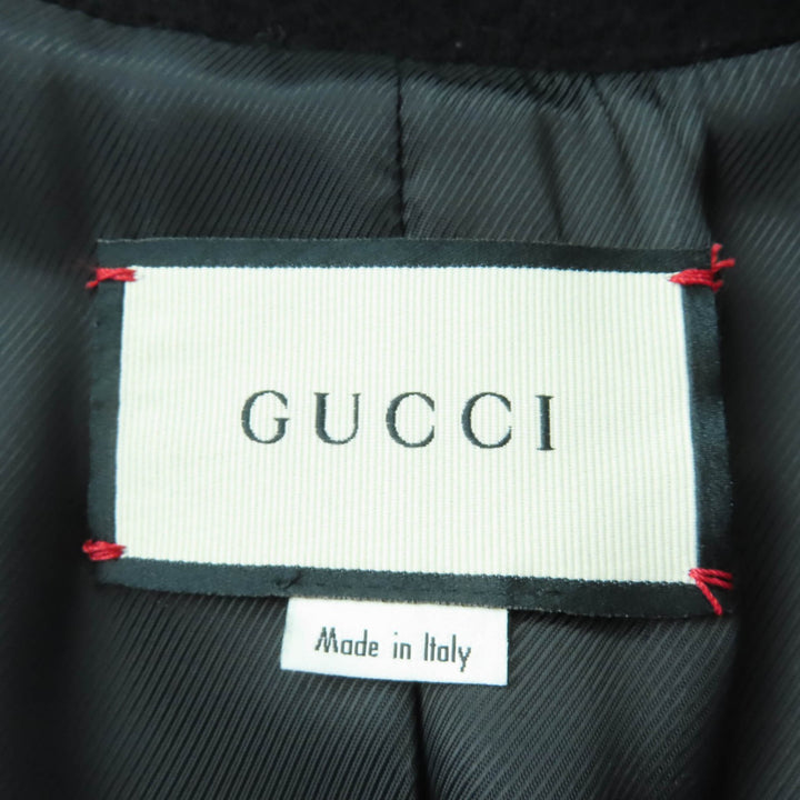 極美品☆GUCCI グッチ 325072 ウール ロゴボタン・エポレット付き ピーコート ブラック 36 イタリア製 正規品 レディース