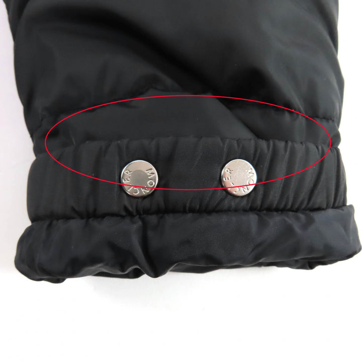 極美品★MONCLER モンクレール OROPHIN フード・ロゴワッペン付 レザー使い ZIP UP ダウンコート ブラック 0 ガーメント付き レディース