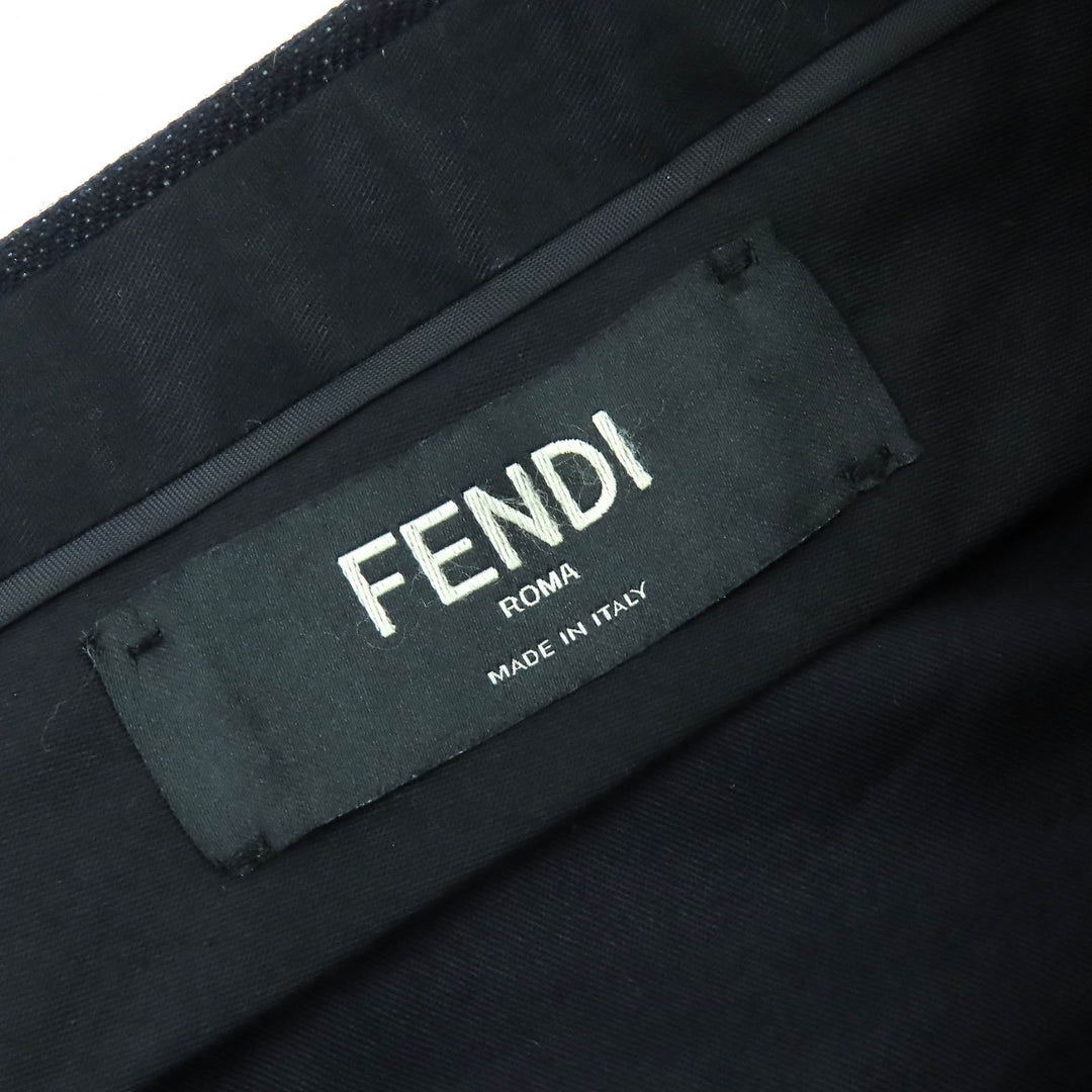 未使用品△FENDI フェンディ FB0366 コットン ウール モンスターアイ パンツ スラックス ダークネイビー 48 イタリア製 正規品 メンズ