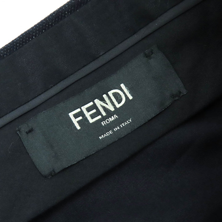 未使用品△FENDI フェンディ FB0366 コットン ウール モンスターアイ パンツ スラックス ダークネイビー 48 イタリア製 正規品 メンズ