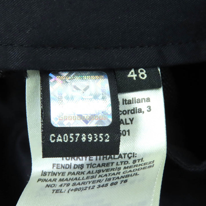 未使用品△FENDI フェンディ FB0366 コットン ウール モンスターアイ パンツ スラックス ダークネイビー 48 イタリア製 正規品 メンズ