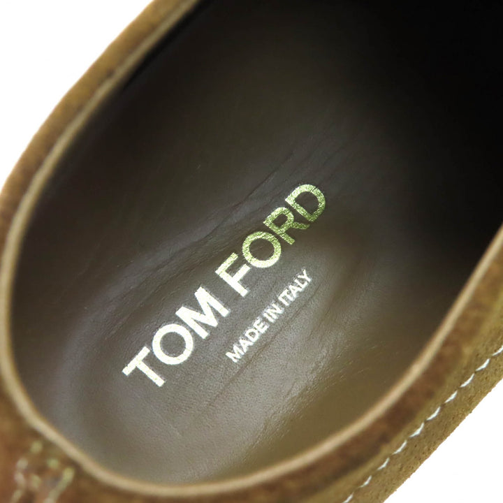 美品△TOM FORD トムフォード J1332T スウェードレザー ロゴ型押しソール モカシン ブラウン 9 箱・保存袋付き イタリア製 定価165000円