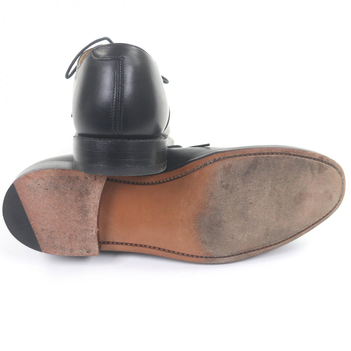 極美品□UNION WORKS ユニオンワークス レザー ストレートチップ キャップトゥ レースアップ ドレスシューズ ブラック 6 イングランド製