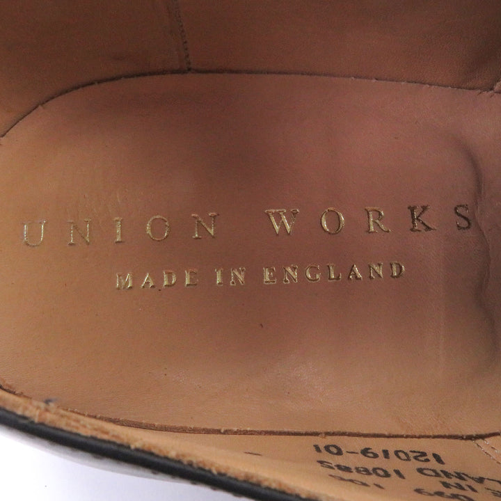 極美品□UNION WORKS ユニオンワークス レザー ストレートチップ キャップトゥ レースアップ ドレスシューズ ブラック 6 イングランド製
