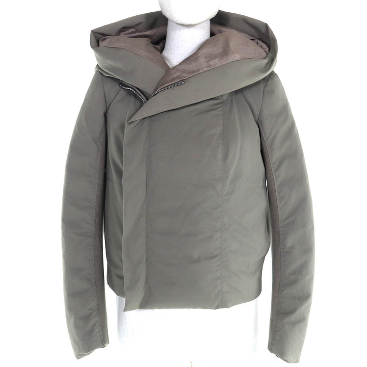 極美品◇Rick Owens リックオウエンス RP17F7711-MU フード付き クロップド パファージャケット ブルゾン カーキ系 42 イタリア製 正規品