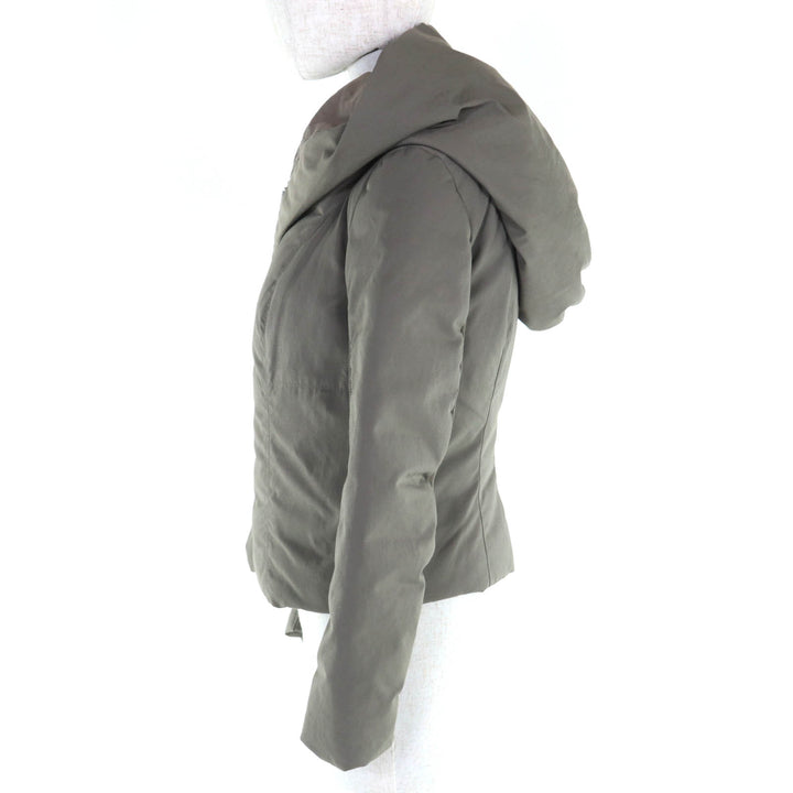 極美品◇Rick Owens リックオウエンス RP17F7711-MU フード付き クロップド パファージャケット ブルゾン カーキ系 42 イタリア製 正規品