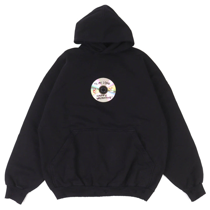 未使用品△BALENCIAGA バレンシアガ 739024 VALENTINE CD HOODIE コットン100％ バレンタイン CDダメージ プルオーバーパーカー 2 正規品