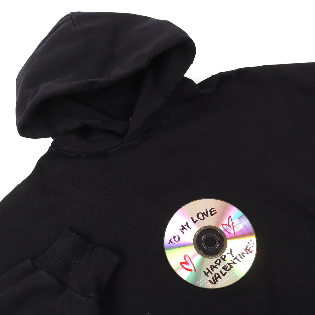 未使用品△BALENCIAGA バレンシアガ 739024 VALENTINE CD HOODIE コットン100％ バレンタイン CDダメージ プルオーバーパーカー 2 正規品