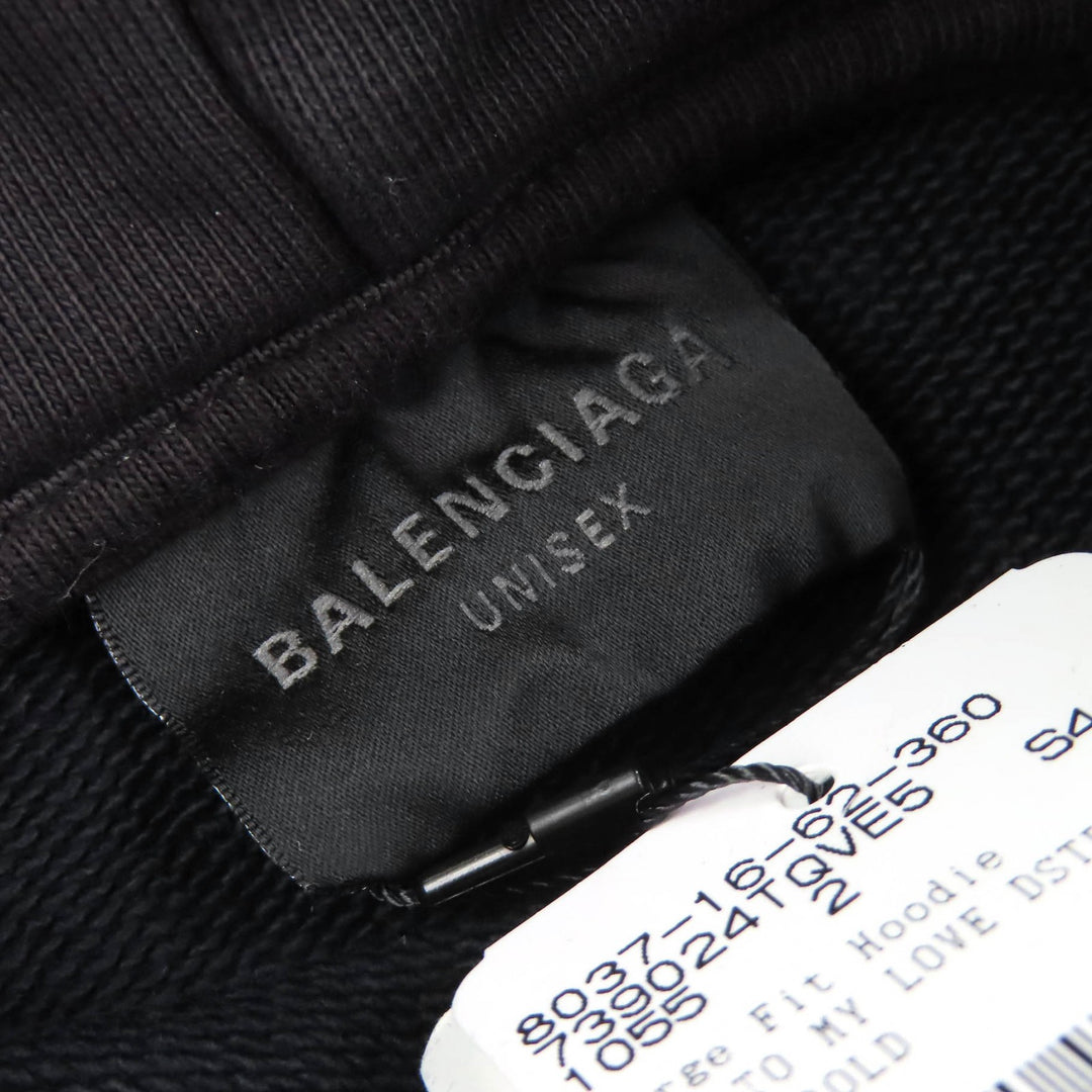 未使用品△BALENCIAGA バレンシアガ 739024 VALENTINE CD HOODIE コットン100％ バレンタイン CDダメージ プルオーバーパーカー 2 正規品