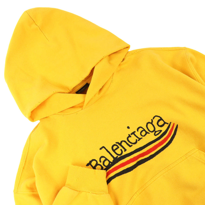 未使用品△BALENCIAGA バレンシアガ 23SS 720426 コットン100％ キャンペーンロゴ ダメージ加工 フーディー パーカー イエロー XS 正規品