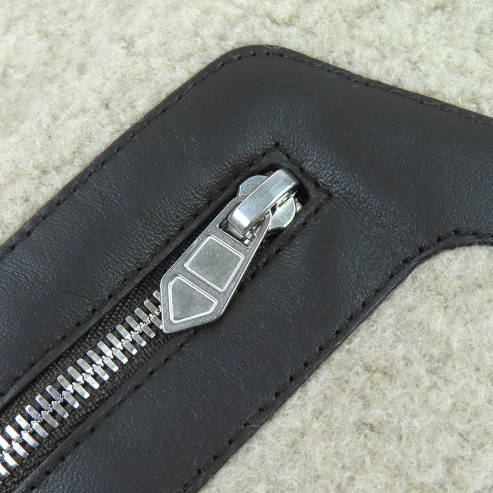 未使用品△HERMES エルメス H394076T テディ・ポケット ウール カシミヤ ラムスキン Hロゴ ストール マフラー ユニセックス 正規品 箱付