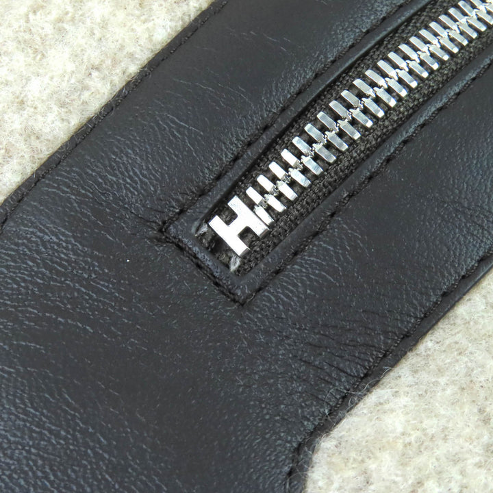 未使用品△HERMES エルメス H394076T テディ・ポケット ウール カシミヤ ラムスキン Hロゴ ストール マフラー ユニセックス 正規品 箱付