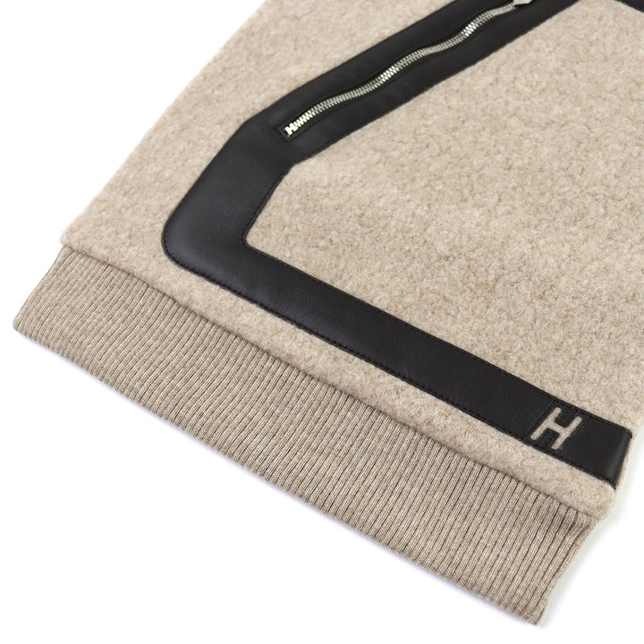 未使用品△HERMES エルメス H394076T テディ・ポケット ウール カシミヤ ラムスキン Hロゴ ストール マフラー ユニセックス 正規品 箱付