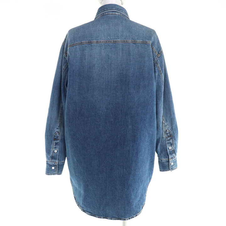極美品△GUCCI グッチ 24SS 772882 コットン100％ インターロッキングGブローチ 中綿入り 長袖 デニムシャツ インディゴブルー 38 正規品