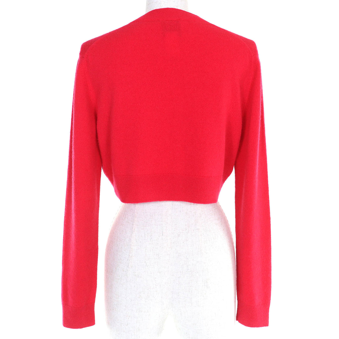 極美品△PATOU パトゥ 23AW KN0998041426P ウール カシミヤ ロゴワッペン クロップド 長袖 ニット セーター レッド S イタリア製 正規品