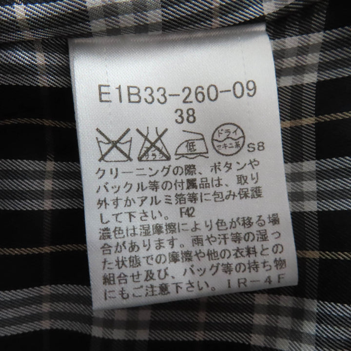 美品☆BURBERRY BLUE LABEL バーバリーブルーレーベル ウール ロゴボタン 裏地チェック柄 コート ブラック 38 正規品 レディース