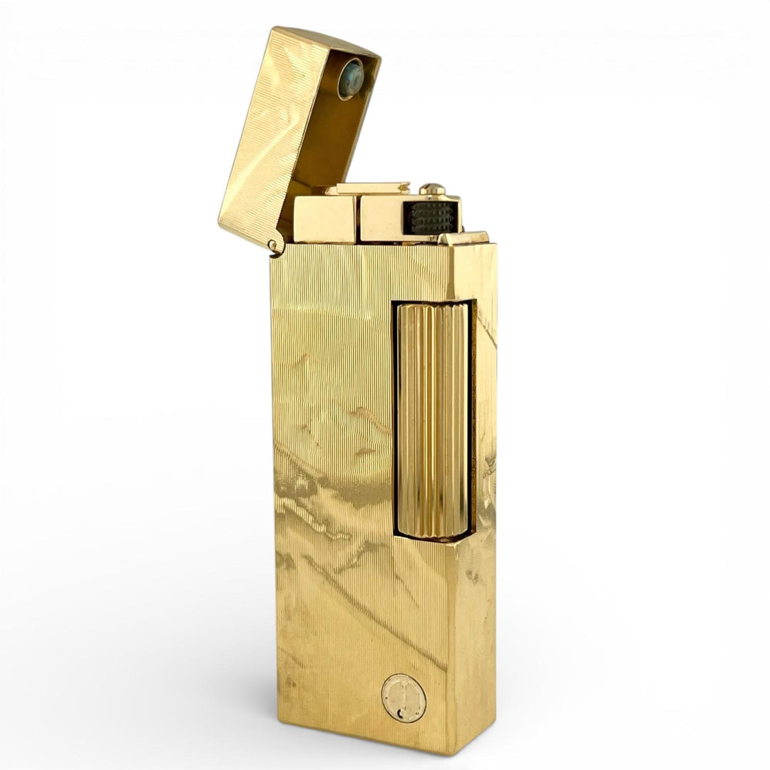 良品▲Dunhill ダンヒル スクエア 総柄 ローラー式 喫煙具 ガス ライター GPゴールド スイス製 メンズ 着火確認済み