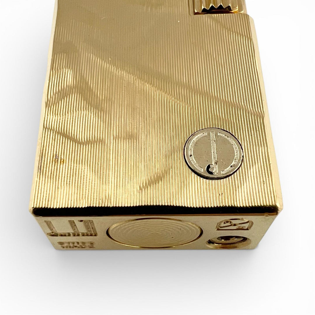 良品▲Dunhill ダンヒル スクエア 総柄 ローラー式 喫煙具 ガス ライター GPゴールド スイス製 メンズ 着火確認済み
