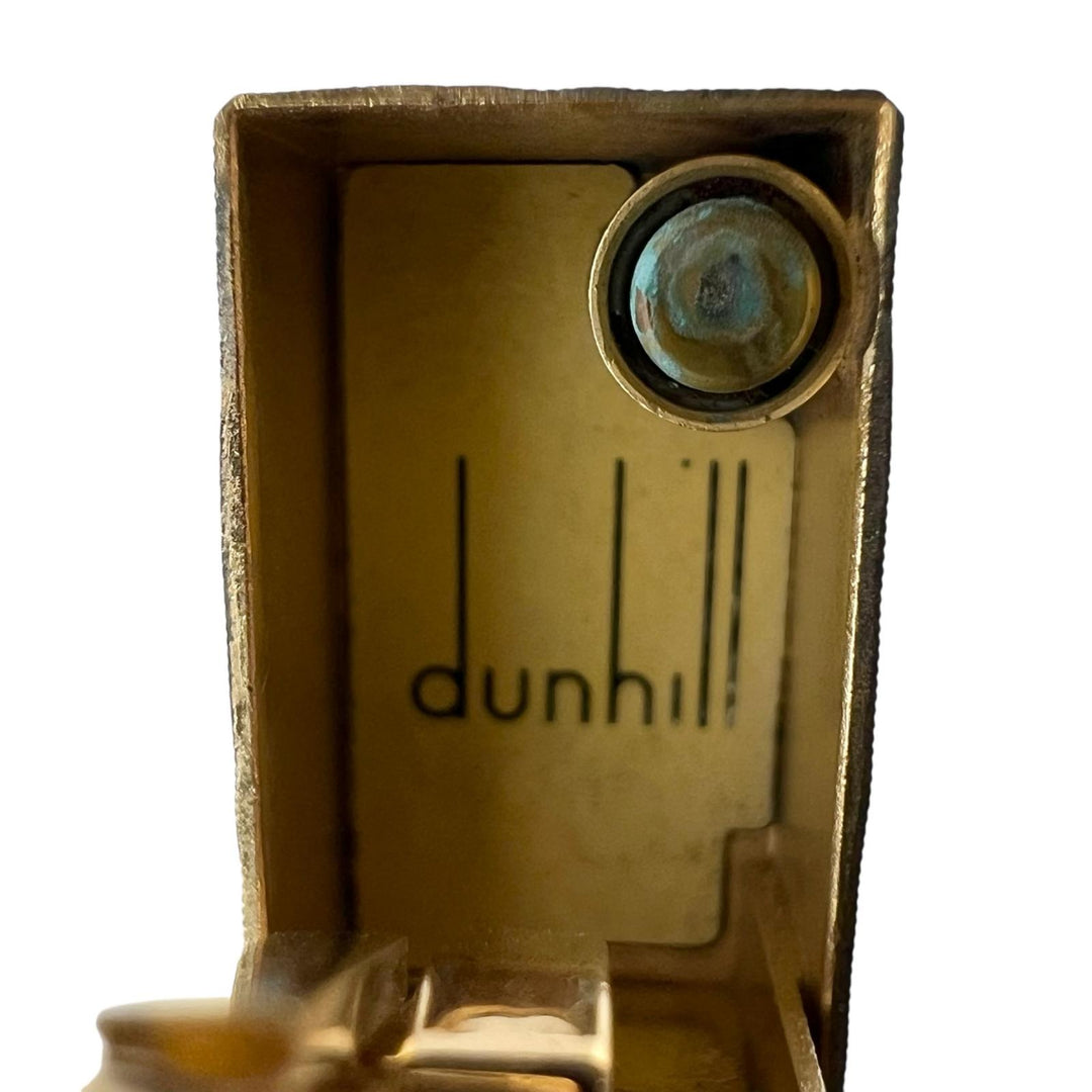 良品▲Dunhill ダンヒル スクエア 総柄 ローラー式 喫煙具 ガス ライター GPゴールド スイス製 メンズ 着火確認済み