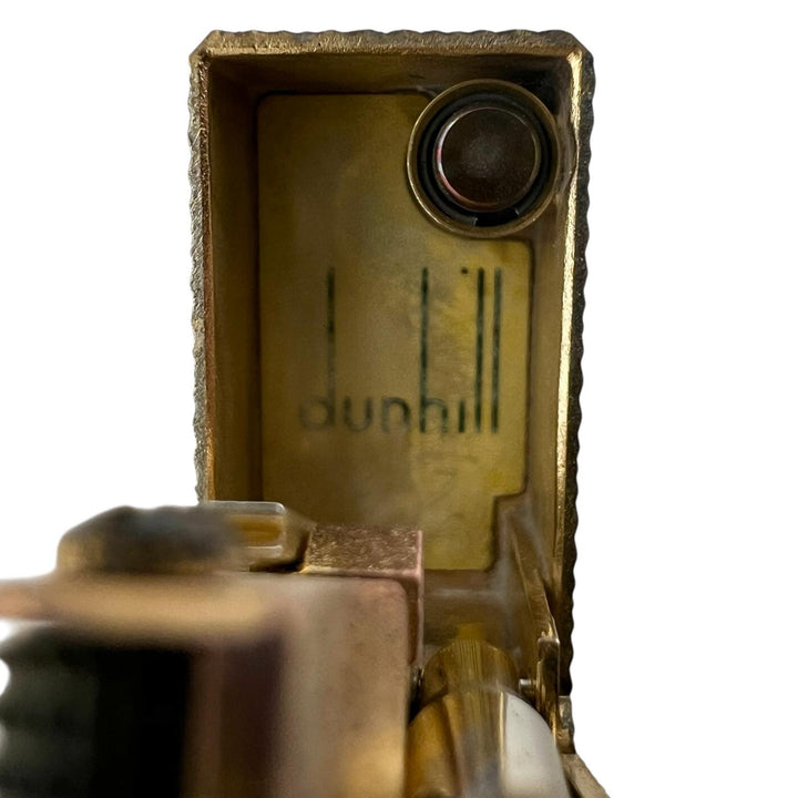 良品▲Dunhill ダンヒル ウェーブ柄 スクエア ローラー式 喫煙具 ガス ライター ゴールド スイス製 メンズ 着火確認済み