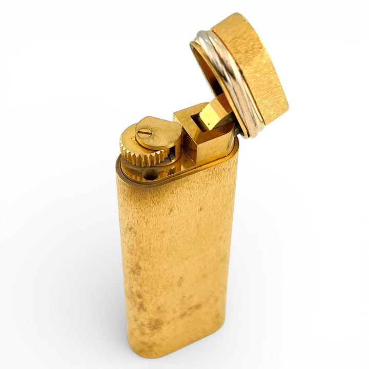 良品▲Cartier カルティエ トリニティ オーバル ローラー式 喫煙具 ガス ライター GPゴールド スイス製 メンズ 着火確認済み