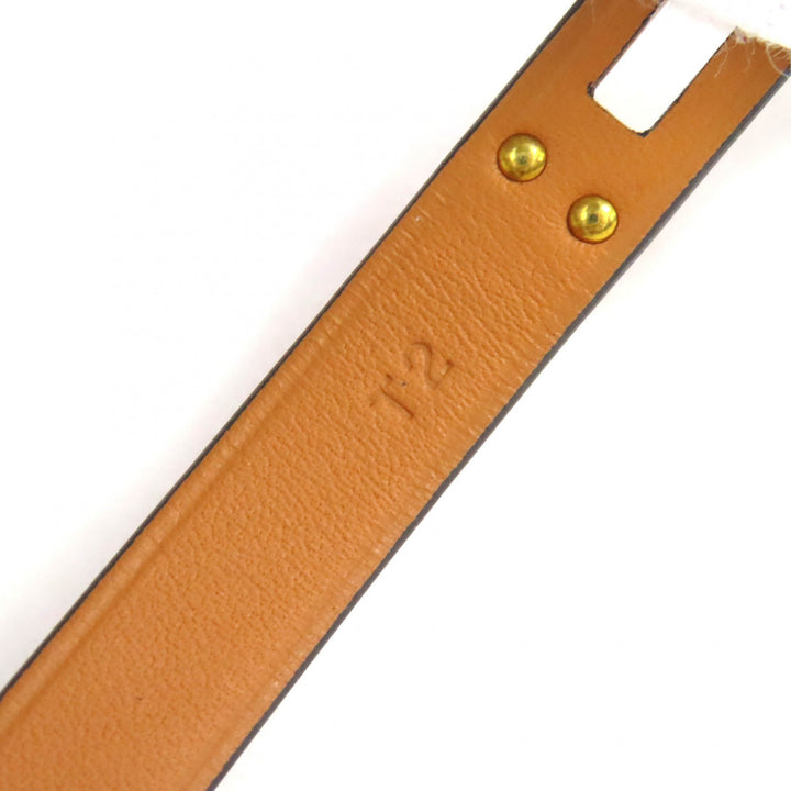 未使用△HERMES エルメス ミニ ケリー ドゥブルトゥール ラッキー デイジー レザー レザー ブレスレット 現行品 ブラウン W刻 レディース