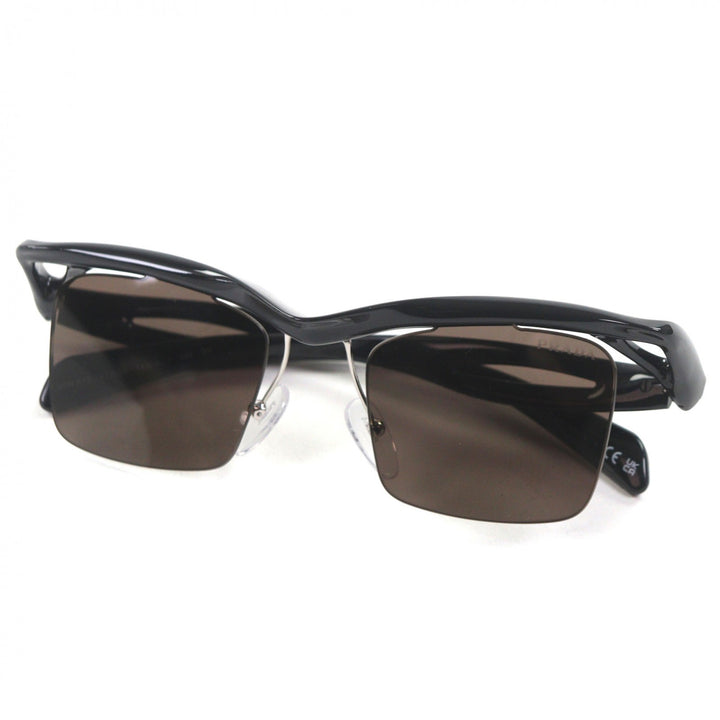 極美品▼PRADA プラダ SPRA15 スクエアレンズ サングラス ブラック 47□20 135 デモレンズ 箱・保存袋・ケース付き イタリア製 メンズ