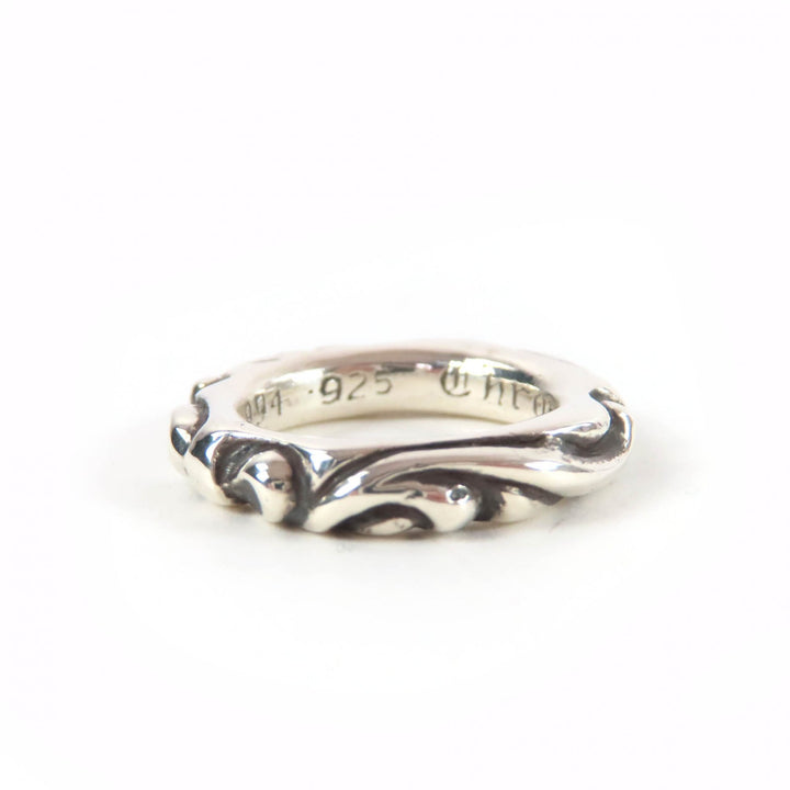 極美品☆CHROME HEARTS クロムハーツ SCROLL BAND RING スクロールバンドリング 925 シルバー JP10号相当 重量8.83g レディース