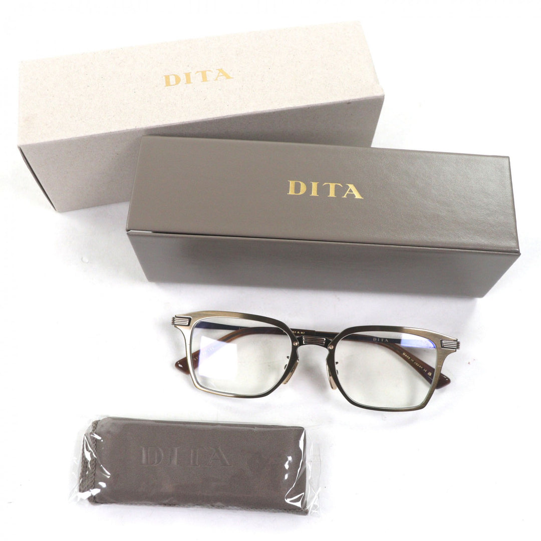 未使用品▼DITA ディータ 25SS DTX187 LINRCON-TWO スクエア メガネ 眼鏡 アイウェア アンティークゴールド クリアブラウン 51□20-145