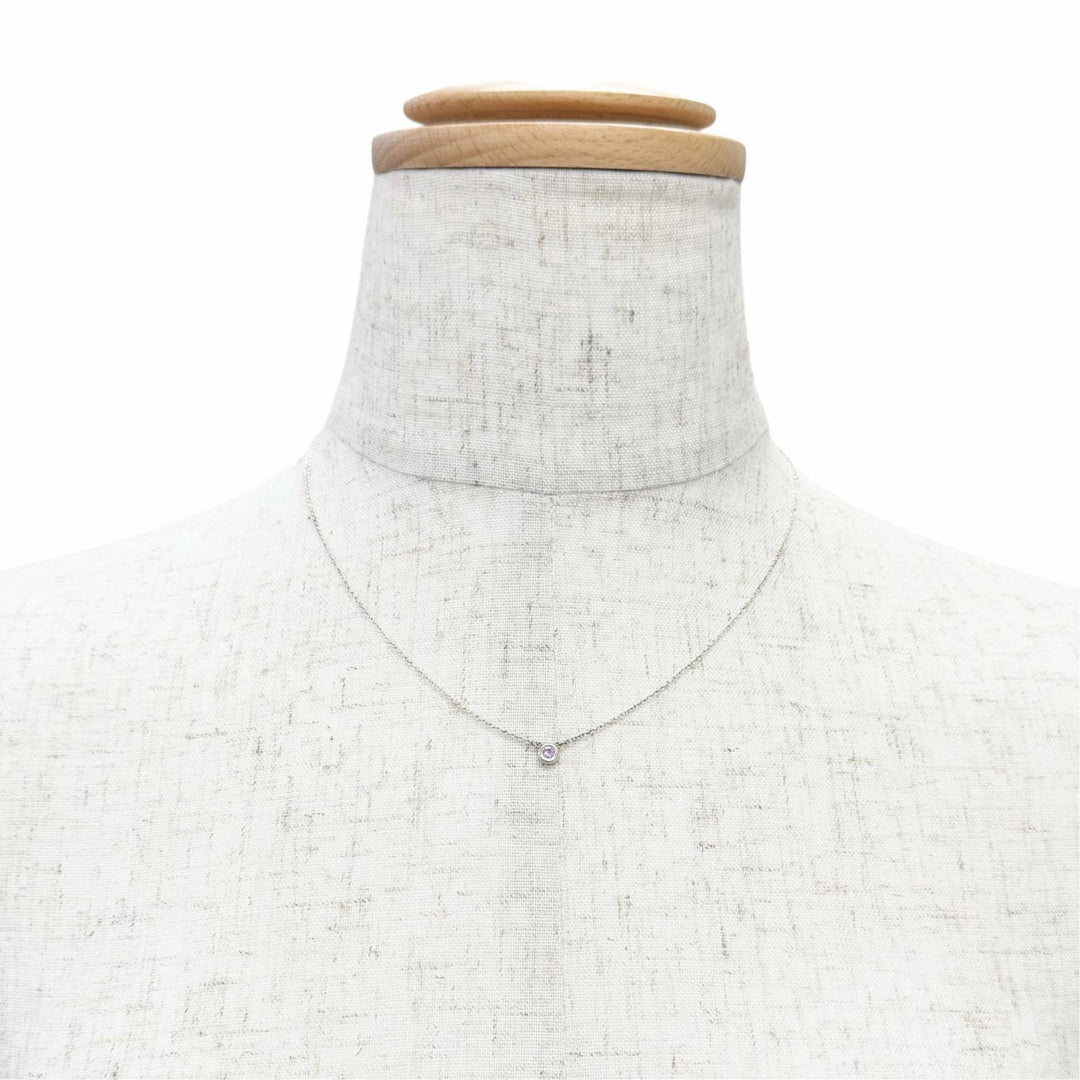 美品△TIFFANY&amp;Co. ティファニー カラー バイザヤード AG925 1Pピンクサファイア ネックレス シルバー スペイン製 重量1.6g 箱・保存袋付