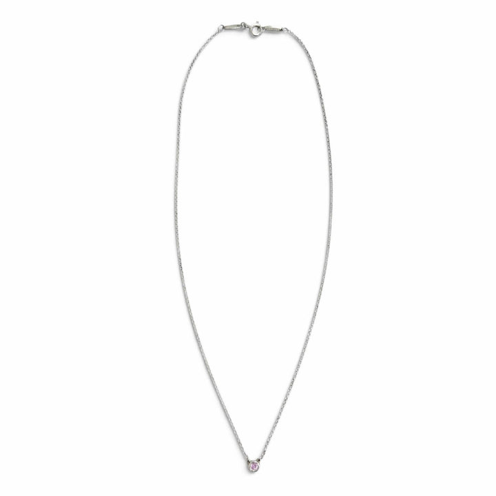 美品△TIFFANY&amp;Co. ティファニー カラー バイザヤード AG925 1Pピンクサファイア ネックレス シルバー スペイン製 重量1.6g 箱・保存袋付